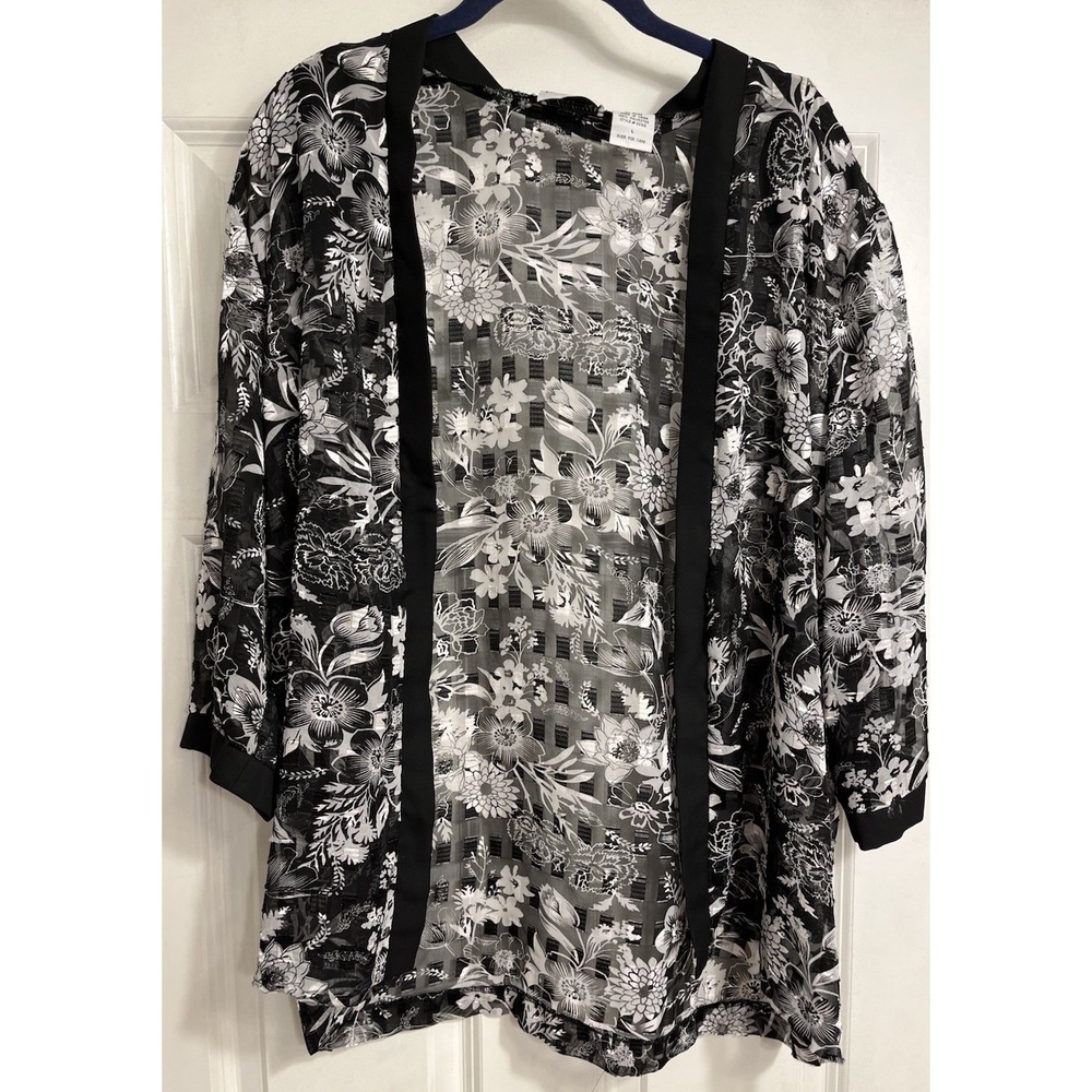 Whimsygoth Floral Vamp‎ Sheer Mesh cardigan Y2K 90s Fairy Sz Large Vtg
